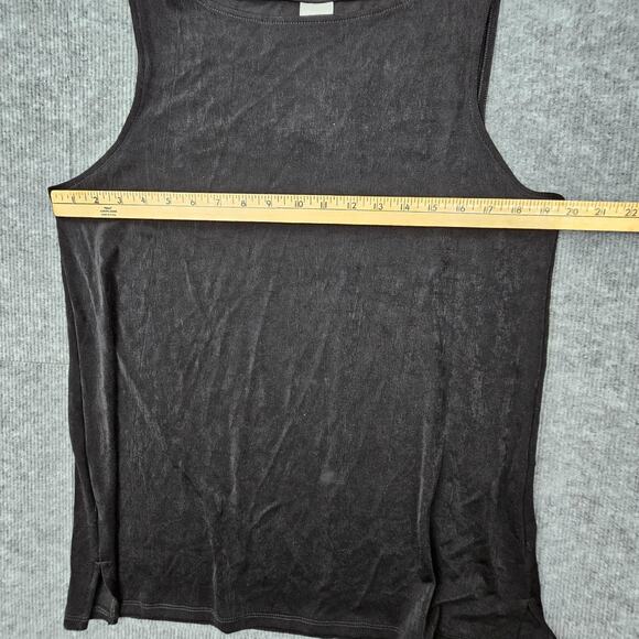 Chicos Tank Top Womens 2 Black Travelers Side Slit Minimal Wrinkle Resistant - Picture 3 of 5